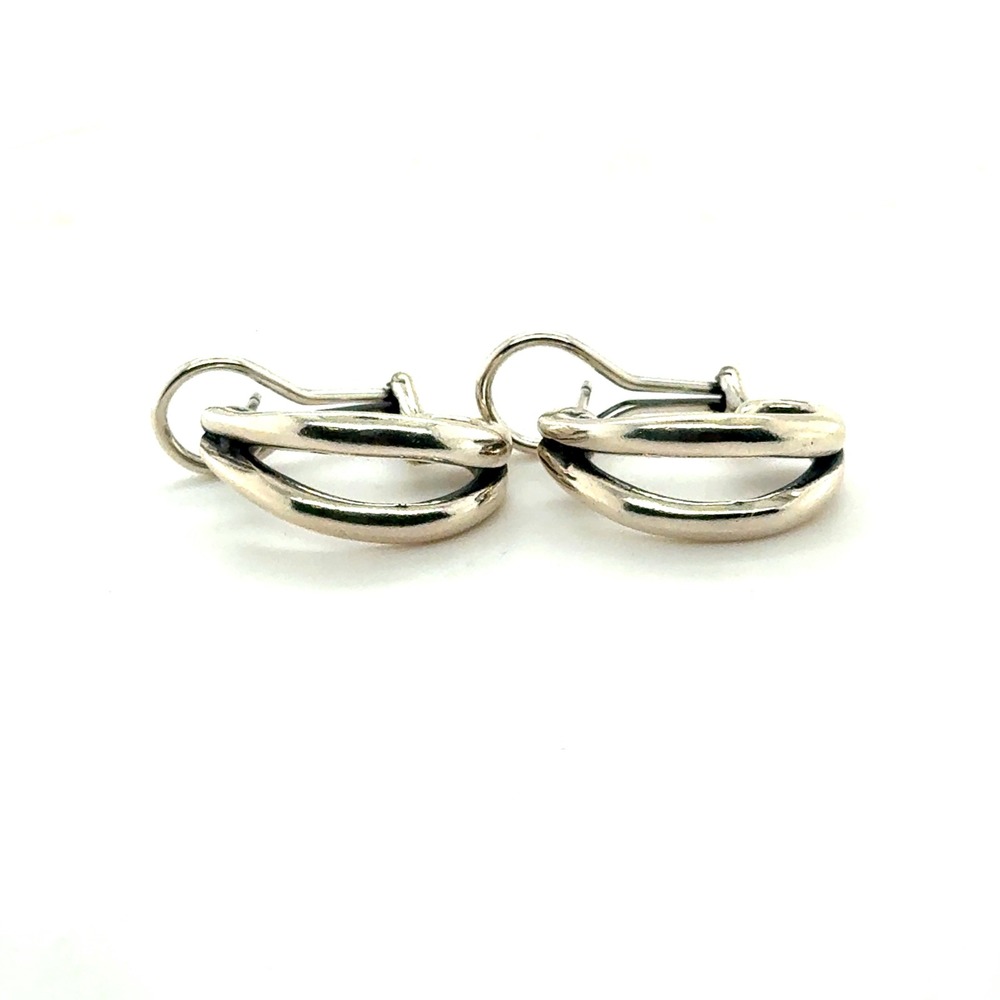James Avery Retired Sterling Silver Split Hoop Omega Back Earrings 925 Silver